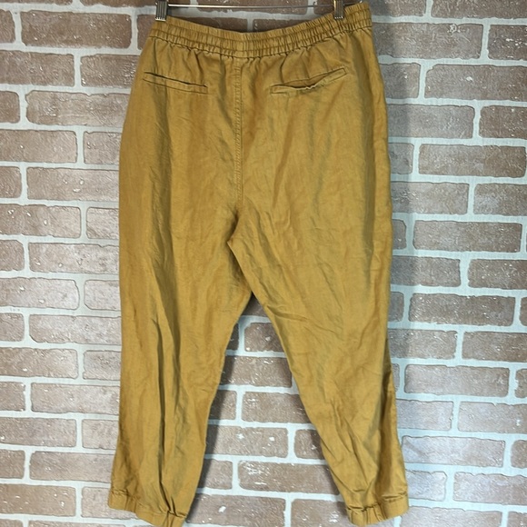 POINT SUR Pants Linen Lyocell Elastic Waist Mustard Jogger Pants - Picture 5 of 10